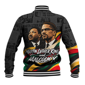 MLK And Malcolm X Civil Rights Baseball Jacket Martin Luther King Jr - Pan African Flag - Vintage Newspaper