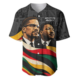 MLK And Malcolm X Civil Rights Baseball Jersey Martin Luther King Jr - Pan African Flag - Vintage Newspaper