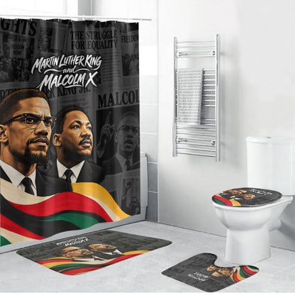 MLK And Malcolm X Civil Rights Bathroom Set Martin Luther King Jr - Pan African Flag - Vintage Newspaper