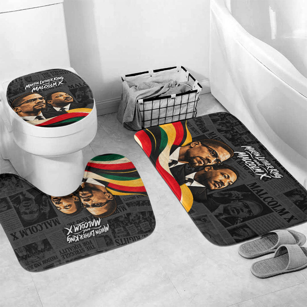 MLK And Malcolm X Civil Rights Bathroom Set Martin Luther King Jr - Pan African Flag - Vintage Newspaper