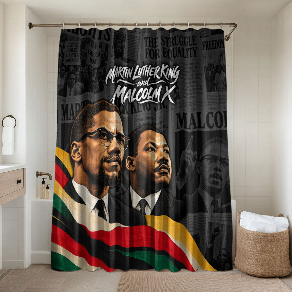 MLK And Malcolm X Civil Rights Bathroom Set Martin Luther King Jr - Pan African Flag - Vintage Newspaper
