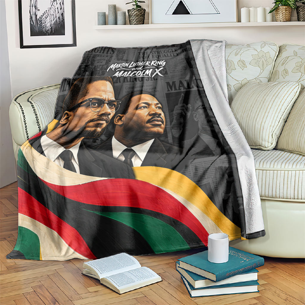 MLK And Malcolm X Civil Rights Blanket Martin Luther King Jr - Pan African Flag - Vintage Newspaper