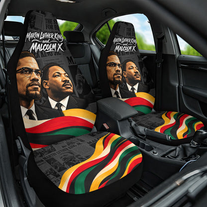 MLK And Malcolm X Civil Rights Car Seat Cover Martin Luther King Jr - Pan African Flag - Vintage Newspaper