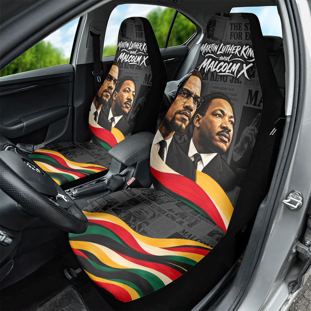 MLK And Malcolm X Civil Rights Car Seat Cover Martin Luther King Jr - Pan African Flag - Vintage Newspaper