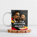 MLK And Malcolm X Civil Rights Ceramic Mug Martin Luther King Jr - Pan African Flag - Vintage Newspaper