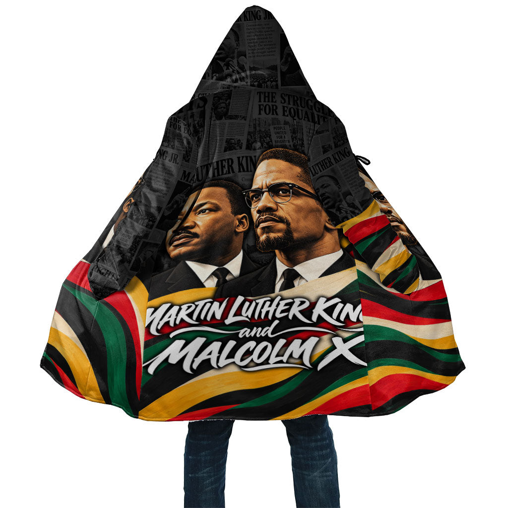MLK And Malcolm X Civil Rights Cloak Martin Luther King Jr - Pan African Flag - Vintage Newspaper