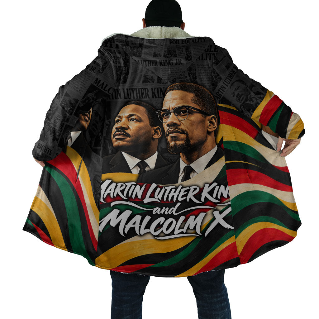 MLK And Malcolm X Civil Rights Cloak Martin Luther King Jr - Pan African Flag - Vintage Newspaper