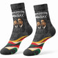 MLK And Malcolm X Civil Rights Crew Socks Martin Luther King Jr - Pan African Flag - Vintage Newspaper