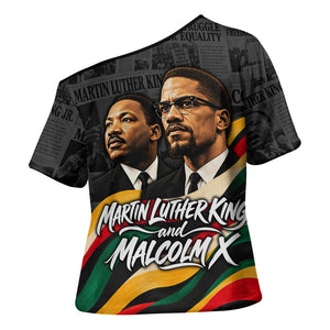 MLK And Malcolm X Civil Rights Cross Shoulder Shirt Martin Luther King Jr - Pan African Flag - Vintage Newspaper