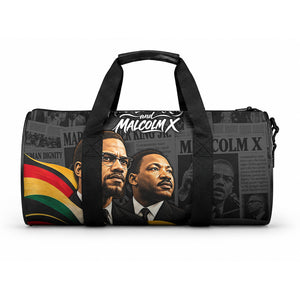 MLK And Malcolm X Civil Rights Duffle Bag Martin Luther King Jr - Pan African Flag - Vintage Newspaper