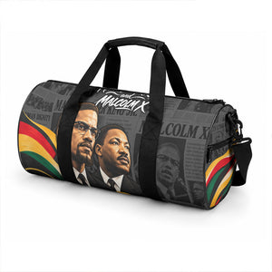 MLK And Malcolm X Civil Rights Duffle Bag Martin Luther King Jr - Pan African Flag - Vintage Newspaper