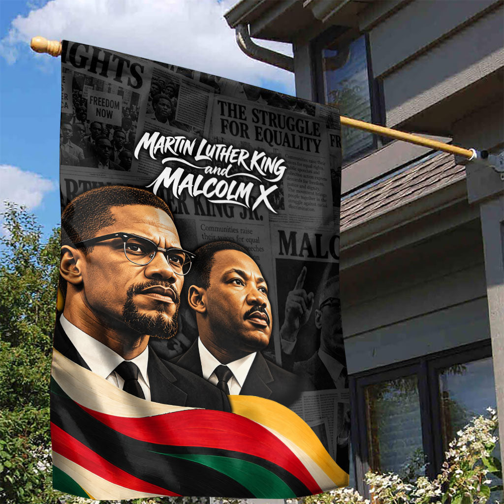 MLK And Malcolm X Civil Rights Garden Flag Martin Luther King Jr - Pan African Flag - Vintage Newspaper