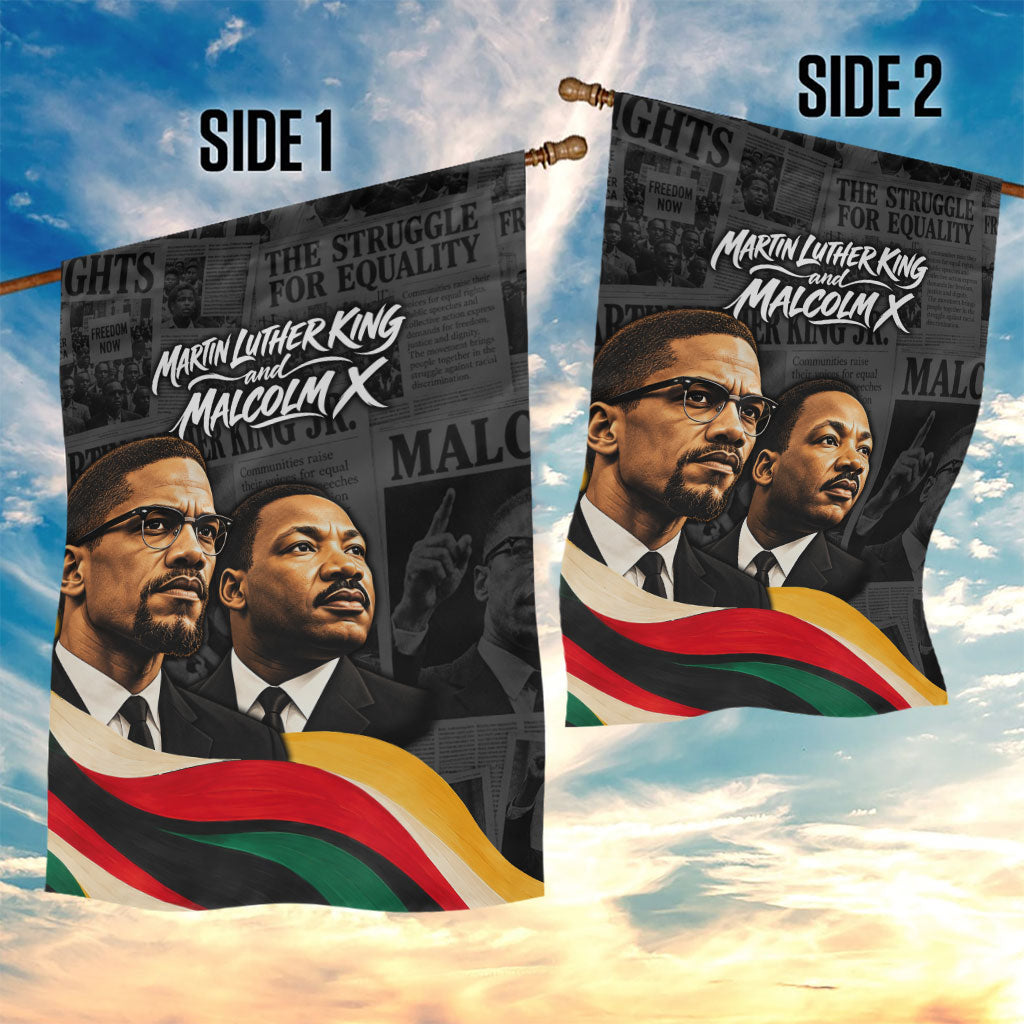 MLK And Malcolm X Civil Rights Garden Flag Martin Luther King Jr - Pan African Flag - Vintage Newspaper