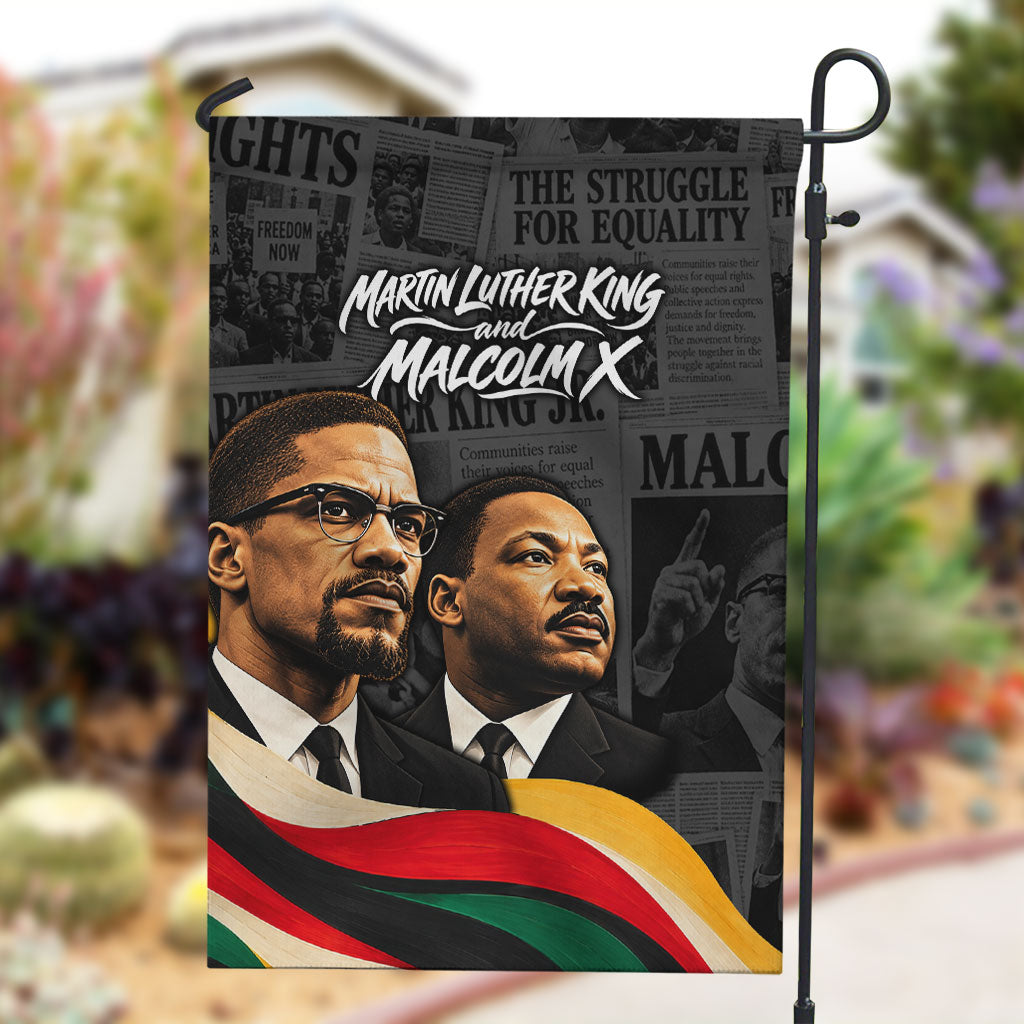 MLK And Malcolm X Civil Rights Garden Flag Martin Luther King Jr - Pan African Flag - Vintage Newspaper
