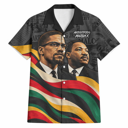 MLK And Malcolm X Civil Rights Hawaiian Shirt Martin Luther King Jr - Pan African Flag - Vintage Newspaper