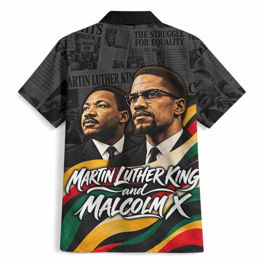 MLK And Malcolm X Civil Rights Hawaiian Shirt Martin Luther King Jr - Pan African Flag - Vintage Newspaper