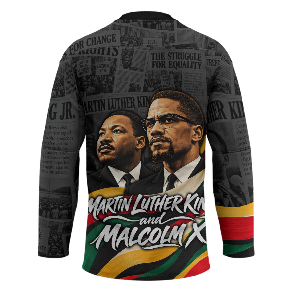 MLK And Malcolm X Civil Rights Hockey Jersey Martin Luther King Jr ...