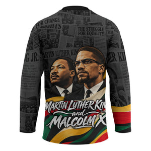 MLK And Malcolm X Civil Rights Hockey Jersey Martin Luther King Jr - Pan African Flag - Vintage Newspaper