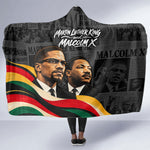 MLK And Malcolm X Civil Rights Hooded Blanket Martin Luther King Jr - Pan African Flag - Vintage Newspaper