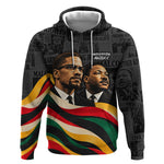 MLK And Malcolm X Civil Rights Hoodie Martin Luther King Jr - Pan African Flag - Vintage Newspaper