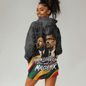 MLK And Malcolm X Civil Rights Hoodie Dress Martin Luther King Jr - Pan African Flag - Vintage Newspaper