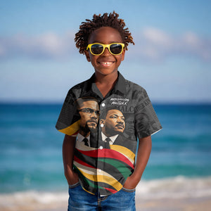 MLK And Malcolm X Civil Rights Kid Hawaiian Shirt Martin Luther King Jr - Pan African Flag - Vintage Newspaper