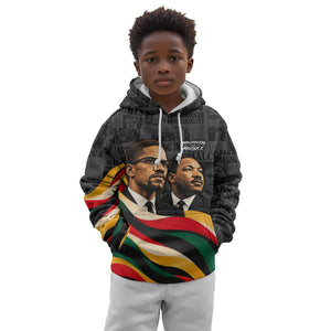 MLK And Malcolm X Civil Rights Kid Hoodie Martin Luther King Jr - Pan African Flag - Vintage Newspaper