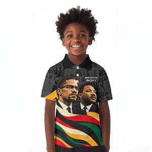 MLK And Malcolm X Civil Rights Kid Polo Shirt Martin Luther King Jr - Pan African Flag - Vintage Newspaper