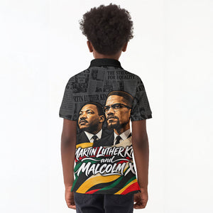 MLK And Malcolm X Civil Rights Kid Polo Shirt Martin Luther King Jr - Pan African Flag - Vintage Newspaper