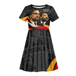 MLK And Malcolm X Civil Rights Kid Short Sleeve Dress Martin Luther King Jr - Pan African Flag - Vintage Newspaper