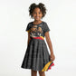 MLK And Malcolm X Civil Rights Kid Short Sleeve Dress Martin Luther King Jr - Pan African Flag - Vintage Newspaper