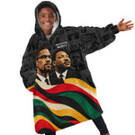 MLK And Malcolm X Civil Rights Kid Wearable Blanket Hoodie Martin Luther King Jr - Pan African Flag - Vintage Newspaper
