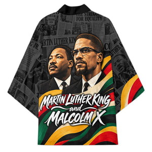 MLK And Malcolm X Civil Rights Kimono Martin Luther King Jr - Pan African Flag - Vintage Newspaper
