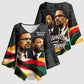 MLK And Malcolm X Civil Rights Kimono Sleeve Blouse Martin Luther King Jr - Pan African Flag - Vintage Newspaper