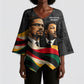MLK And Malcolm X Civil Rights Kimono Sleeve Blouse Martin Luther King Jr - Pan African Flag - Vintage Newspaper