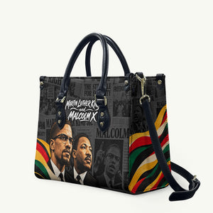 MLK And Malcolm X Civil Rights Leather Bag Martin Luther King Jr - Pan African Flag - Vintage Newspaper
