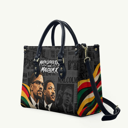 MLK And Malcolm X Civil Rights Leather Bag Martin Luther King Jr - Pan African Flag - Vintage Newspaper