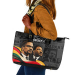 MLK And Malcolm X Civil Rights Leather Tote Bag Martin Luther King Jr - Pan African Flag - Vintage Newspaper