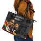 MLK And Malcolm X Civil Rights Leather Tote Bag Martin Luther King Jr - Pan African Flag - Vintage Newspaper