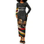 MLK And Malcolm X Civil Rights Long Sleeve Bodycon Dress Martin Luther King Jr - Pan African Flag - Vintage Newspaper