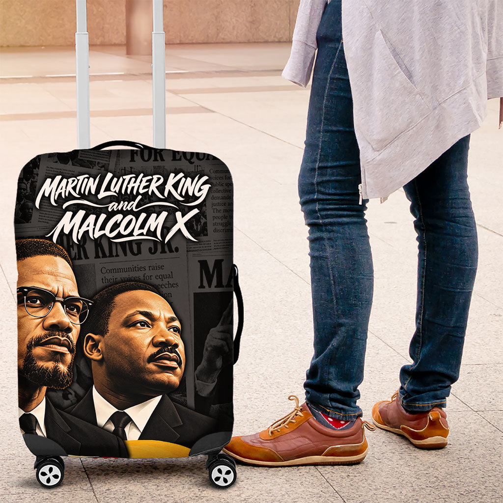 MLK And Malcolm X Civil Rights Luggage Cover Martin Luther King Jr - Pan African Flag - Vintage Newspaper