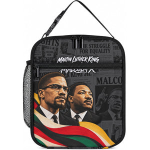 MLK And Malcolm X Civil Rights Lunch Bag Martin Luther King Jr - Pan African Flag - Vintage Newspaper