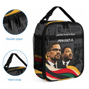MLK And Malcolm X Civil Rights Lunch Bag Martin Luther King Jr - Pan African Flag - Vintage Newspaper