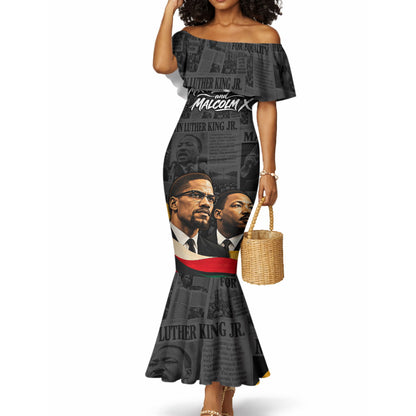 MLK And Malcolm X Civil Rights Mermaid Dress Martin Luther King Jr - Pan African Flag - Vintage Newspaper