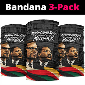 MLK And Malcolm X Civil Rights Neck Gaiter Martin Luther King Jr - Pan African Flag - Vintage Newspaper