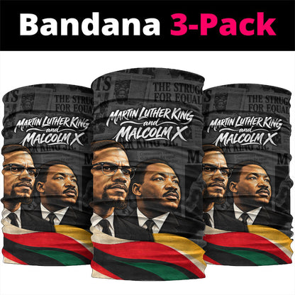 MLK And Malcolm X Civil Rights Neck Gaiter Martin Luther King Jr - Pan African Flag - Vintage Newspaper