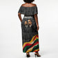 MLK And Malcolm X Civil Rights Off Shoulder Maxi Dress Martin Luther King Jr - Pan African Flag - Vintage Newspaper