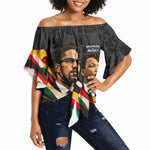 MLK And Malcolm X Civil Rights Off Shoulder Wrap Waist Top Martin Luther King Jr - Pan African Flag - Vintage Newspaper