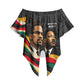 MLK And Malcolm X Civil Rights Off Shoulder Wrap Waist Top Martin Luther King Jr - Pan African Flag - Vintage Newspaper