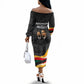 MLK And Malcolm X Civil Rights Off The Shoulder Long Sleeve Dress Martin Luther King Jr - Pan African Flag - Vintage Newspaper